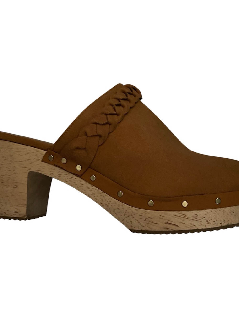 J. Crew Faux Suede Wooden Platform Clogs With Braided Trim - Size 9.5